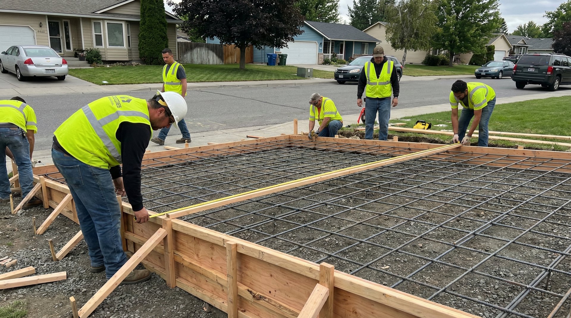 Concrete slab preparation for driveway installation